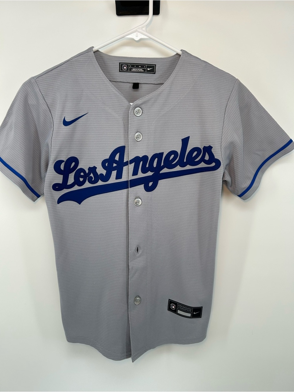Nike Grey Baseball Jersey with Black Tag Detail
